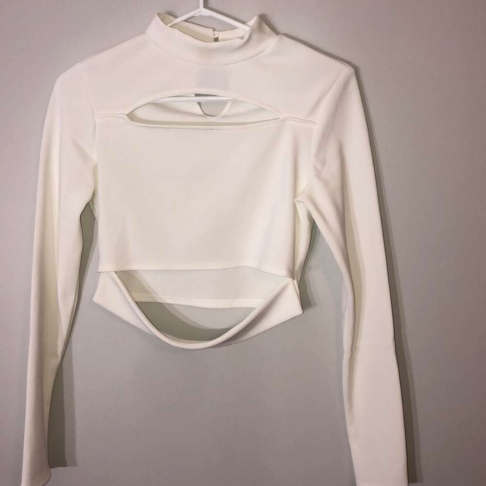 White cutout long sleeve